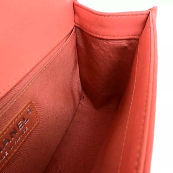 CHANEL CC Logo Boy Chain Shoulder Bag Tweed Leather Orange SHW France 332RK838 - Picture 2 of 16